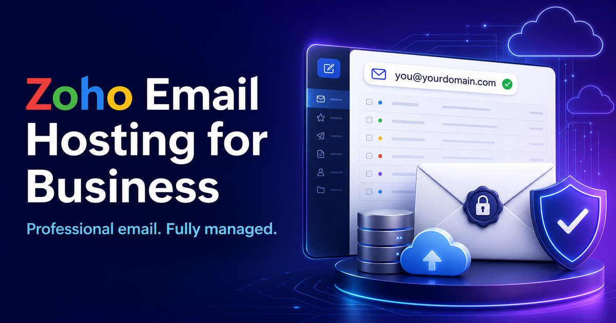 Zoho business email hosting with a custom-domain inbox and security protection